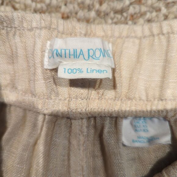 Cynthia Rowley Linen Pants Womens XS Beige Wide Leg Cropped Pockets Resort Beach - Picture 4 of 7